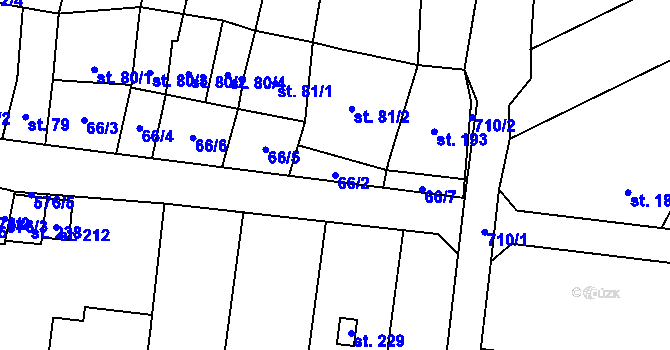 Parcela st. 66/2 v KÚ Oplocany, Katastrální mapa