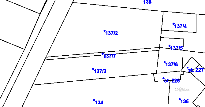 Parcela st. 137/7 v KÚ Oplocany, Katastrální mapa