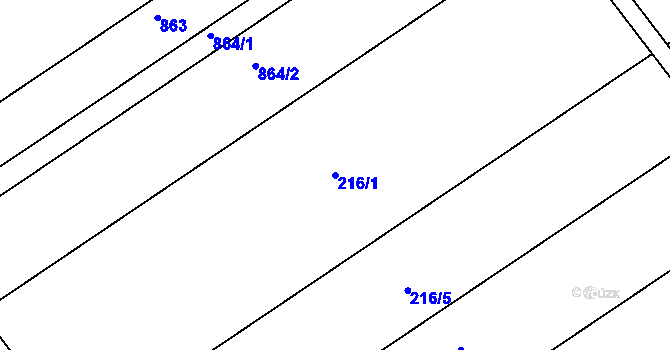 Parcela st. 216/1 v KÚ Oplocany, Katastrální mapa