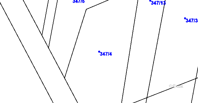 Parcela st. 347/4 v KÚ Oplocany, Katastrální mapa