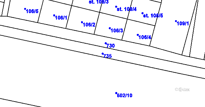 Parcela st. 735 v KÚ Oplocany, Katastrální mapa
