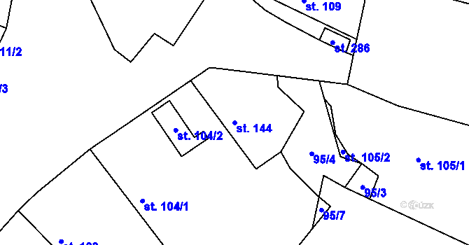 Parcela st. 144 v KÚ Opočnice, Katastrální mapa