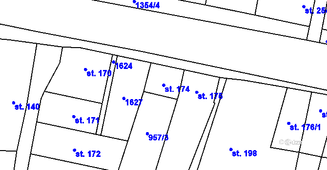 Parcela st. 174 v KÚ Opočnice, Katastrální mapa