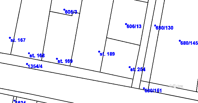Parcela st. 189 v KÚ Opočnice, Katastrální mapa