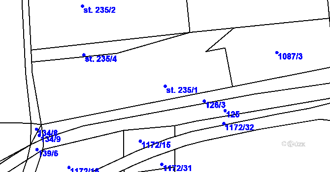 Parcela st. 235/1 v KÚ Opočnice, Katastrální mapa