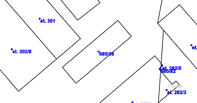 Parcela st. 680/18 v KÚ Opočnice, Katastrální mapa