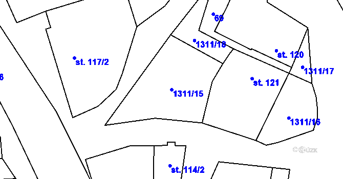 Parcela st. 1311/15 v KÚ Opočnice, Katastrální mapa