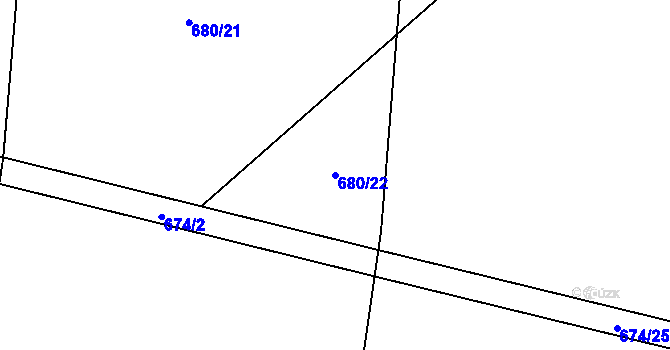 Parcela st. 680/22 v KÚ Opočnice, Katastrální mapa