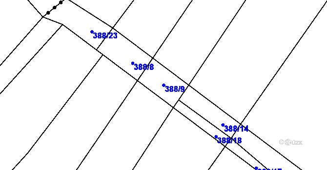Parcela st. 388/9 v KÚ Opočnice, Katastrální mapa