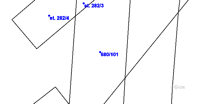 Parcela st. 680/101 v KÚ Opočnice, Katastrální mapa