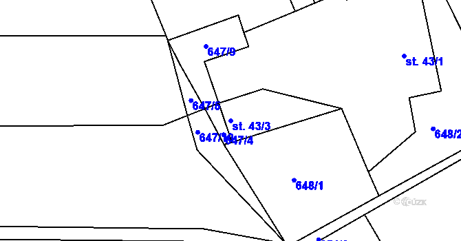 Parcela st. 43/3 v KÚ Čánka, Katastrální mapa