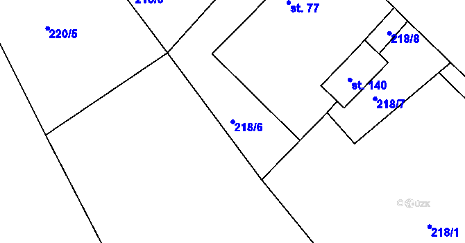 Parcela st. 218/6 v KÚ Čánka, Katastrální mapa
