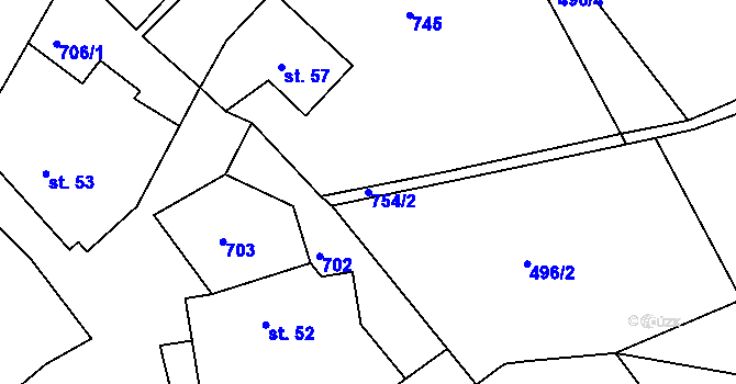 Parcela st. 754/2 v KÚ Čánka, Katastrální mapa
