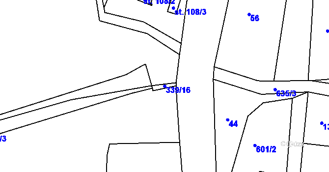 Parcela st. 339/16 v KÚ Čánka, Katastrální mapa
