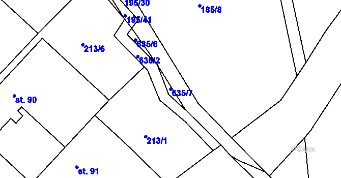 Parcela st. 635/7 v KÚ Čánka, Katastrální mapa
