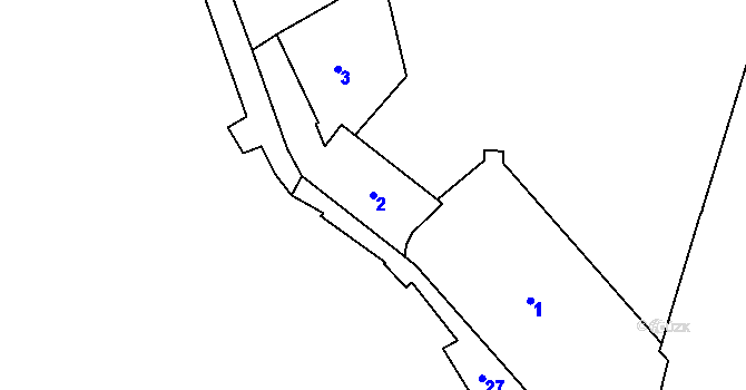 Parcela st. 2 v KÚ Opočno pod Orlickými horami, Katastrální mapa