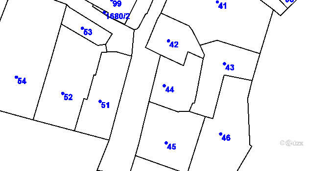 Parcela st. 44 v KÚ Opočno pod Orlickými horami, Katastrální mapa