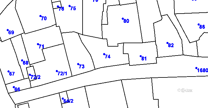 Parcela st. 74 v KÚ Opočno pod Orlickými horami, Katastrální mapa