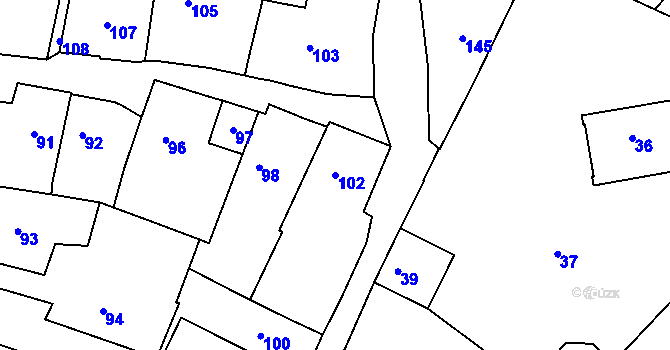 Parcela st. 102 v KÚ Opočno pod Orlickými horami, Katastrální mapa