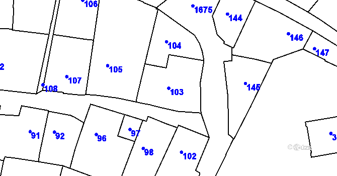 Parcela st. 103 v KÚ Opočno pod Orlickými horami, Katastrální mapa