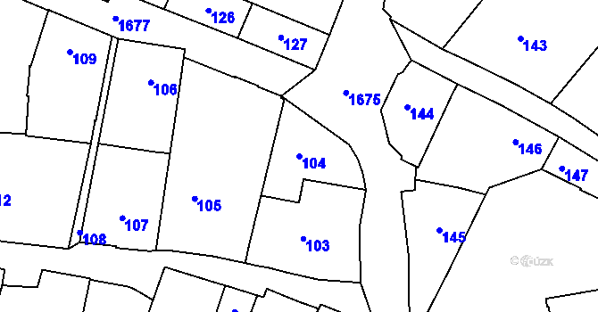 Parcela st. 104 v KÚ Opočno pod Orlickými horami, Katastrální mapa