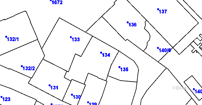 Parcela st. 134 v KÚ Opočno pod Orlickými horami, Katastrální mapa