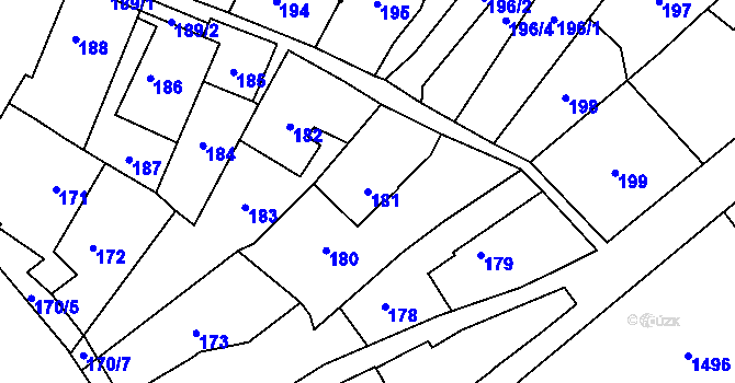 Parcela st. 181 v KÚ Opočno pod Orlickými horami, Katastrální mapa