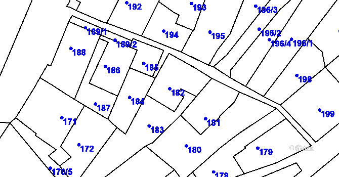 Parcela st. 182 v KÚ Opočno pod Orlickými horami, Katastrální mapa