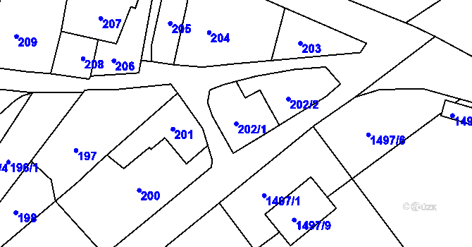 Parcela st. 202/1 v KÚ Opočno pod Orlickými horami, Katastrální mapa