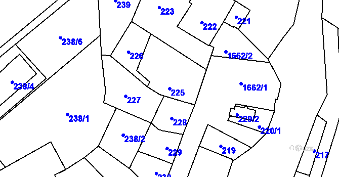 Parcela st. 225 v KÚ Opočno pod Orlickými horami, Katastrální mapa