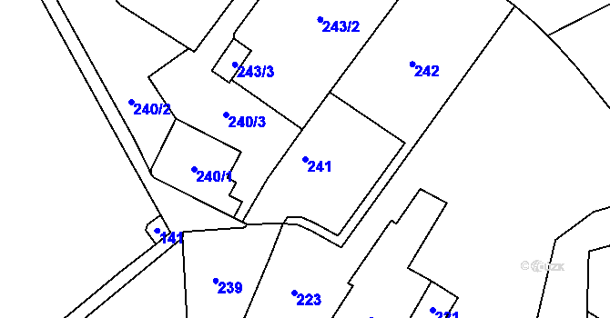 Parcela st. 241 v KÚ Opočno pod Orlickými horami, Katastrální mapa
