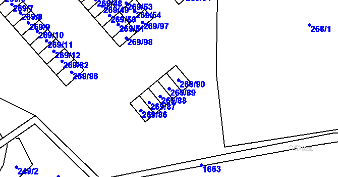 Parcela st. 269/89 v KÚ Opočno pod Orlickými horami, Katastrální mapa