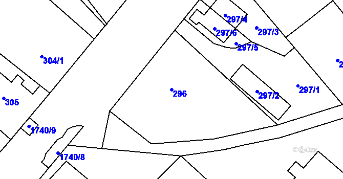 Parcela st. 296 v KÚ Opočno pod Orlickými horami, Katastrální mapa