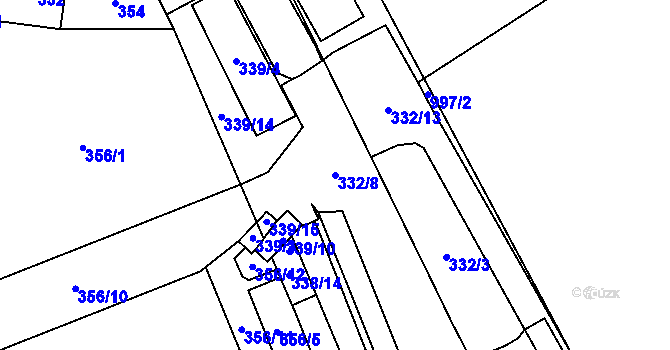 Parcela st. 332/8 v KÚ Opočno pod Orlickými horami, Katastrální mapa