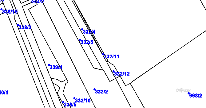 Parcela st. 332/11 v KÚ Opočno pod Orlickými horami, Katastrální mapa