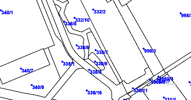 Parcela st. 338/7 v KÚ Opočno pod Orlickými horami, Katastrální mapa