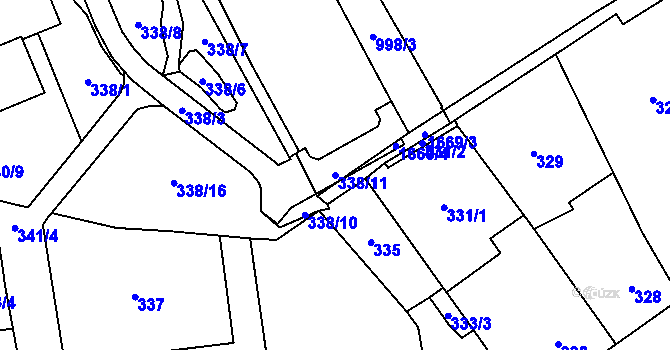 Parcela st. 338/11 v KÚ Opočno pod Orlickými horami, Katastrální mapa