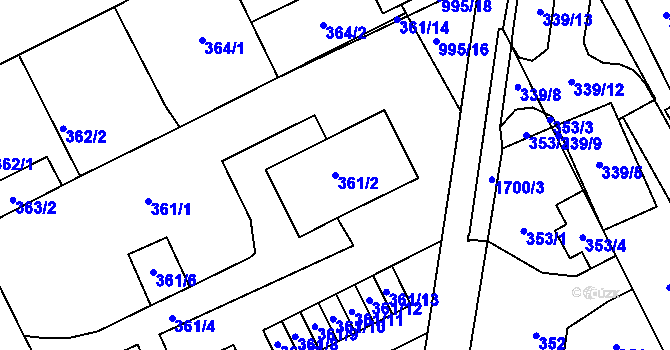 Parcela st. 361/2 v KÚ Opočno pod Orlickými horami, Katastrální mapa