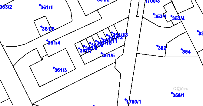 Parcela st. 361/5 v KÚ Opočno pod Orlickými horami, Katastrální mapa