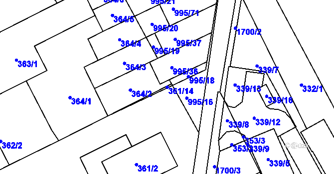 Parcela st. 361/14 v KÚ Opočno pod Orlickými horami, Katastrální mapa