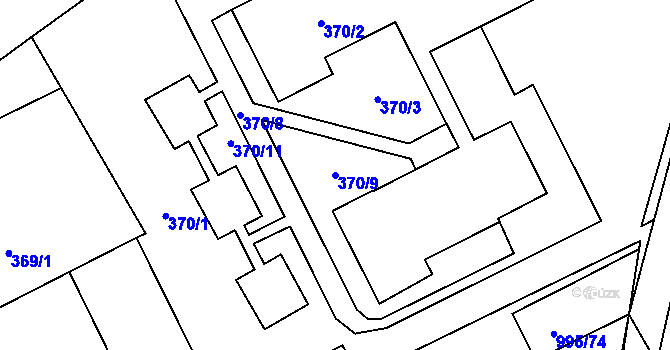 Parcela st. 370/9 v KÚ Opočno pod Orlickými horami, Katastrální mapa