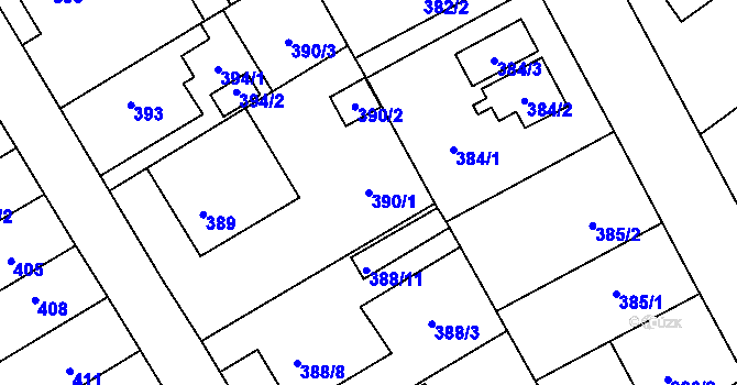 Parcela st. 390/1 v KÚ Opočno pod Orlickými horami, Katastrální mapa