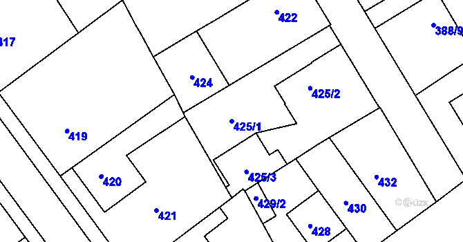Parcela st. 425/1 v KÚ Opočno pod Orlickými horami, Katastrální mapa