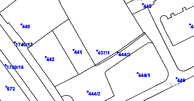 Parcela st. 437/1 v KÚ Opočno pod Orlickými horami, Katastrální mapa