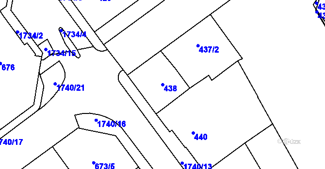 Parcela st. 438 v KÚ Opočno pod Orlickými horami, Katastrální mapa