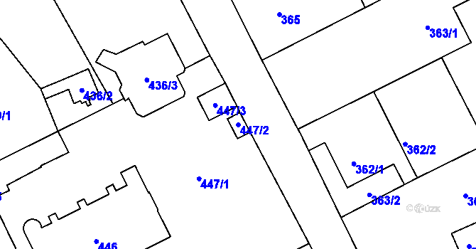 Parcela st. 447/2 v KÚ Opočno pod Orlickými horami, Katastrální mapa