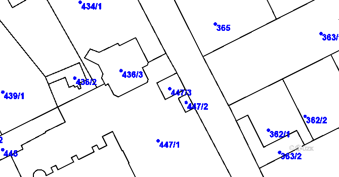 Parcela st. 447/3 v KÚ Opočno pod Orlickými horami, Katastrální mapa