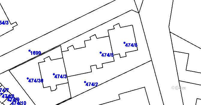 Parcela st. 474/5 v KÚ Opočno pod Orlickými horami, Katastrální mapa