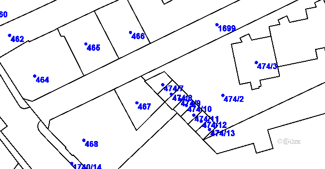 Parcela st. 474/7 v KÚ Opočno pod Orlickými horami, Katastrální mapa