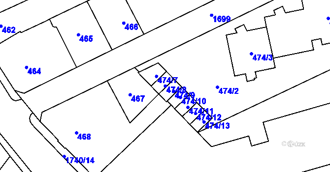 Parcela st. 474/8 v KÚ Opočno pod Orlickými horami, Katastrální mapa